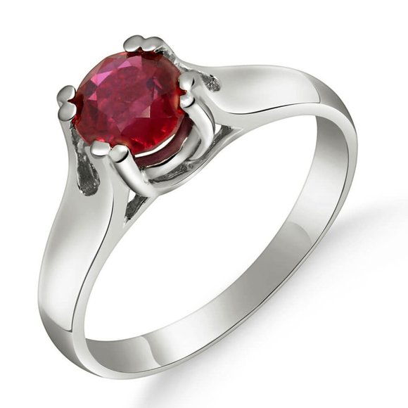 14K. SOLID GOLD SOLITAIRE RING WITH NATURAL RUBY
